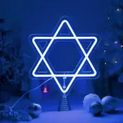 16.3" Star Of David Hanukkah Tree Topper Decorations Christmas Star Blue Lights