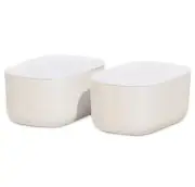 Open Spaces Small Storage Bins with Lids, Set of 2, White Cream