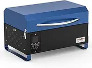 Onlyfire BBQ Wood Pellet Grill Smoker with Digital Control, LED Screen, Meat Probe & 2 Tiers Cooking Area, Portable Tabletop Grilling Stove for BBQ, Smoke, Bake and Roast, RV Camping, Blue