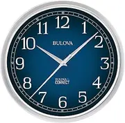 Clocks Precise Bulova Connect Wall Clock, 12.5", Matte Silver and Blue