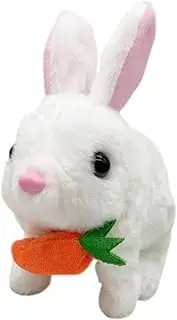 Electric Bunny Plush Toy Walking Rabbit with Sound, Party Favor for Kids, White, as described