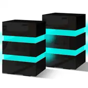 2x ALFORDSON 3 Drawers Bedside Table Annot LED Nightstand (Black)