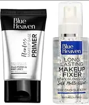 BLUE HEAVEN Flawless Makeup Base Primer (18g) & Long Lasting Makeup Fixer (60ml) Primer - 78 ml (white)