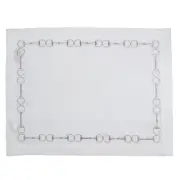 NEW Serenk Stirrup White Linen Placemat Silver 38x50cm