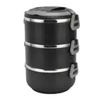 (Black Three Layers)Stackable Lunch Box Three Layers Stainless Steel Leakage AU
