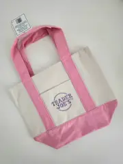 NEW WITH TAG - Trader Joes Mini Canvas Tote Bag PASTEL PINK