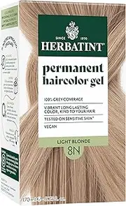 Herbatint Permanent Hair Dye For Women - 8N Light Blonde - For Up To 100% Gray Coverage of Resistant Gray Hair - Ammonia-Free, Alcohol-Free & Vegan - Salon Influenced Hair Color 5.75 fl oz