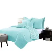 Aqua Seven Piece Bamboo Reversible Comforter Set
