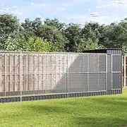 Aviary with Extension 1037x203x216 cm Steel in Silver - Spacious Outdoor Bird Cage with Steel Mesh, Galvanised Frame for Stability, Secure Lockate, Suitable for Birds, Rabbits & Small Animals