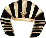 Oshhni Halloween Egyptian Pharaoh Hat Pharaoh Headdress Soft and Comfortable Sturdy Realistic Black and Gold Accessory for Unisex