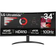 LG 34WR50QK 34" WQHD Curved Ultrawide Monitor 3440x1440 - DisplayPort - 2x HDMI - HDR10 - 99% sRGB - Tilt Adjustable - 100x100 VESA [34WR50QK-B]