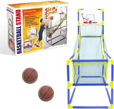 Global Gizmos Arcade Basketball Hoop Indoor Outdoor Easy Assembly 2 Balls & Pump