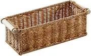 WESIEVYA Tabletop Decorative Woven Storage Organizer Basket Compact Sundries Container with Handle for Bedroom Bathroom Nursery and Office Natural Aesthetic Material