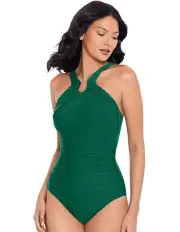 [Miraclesuit Swim] Rock Solid Aphrodite High Neck Shaping Swimsuit in Malachite