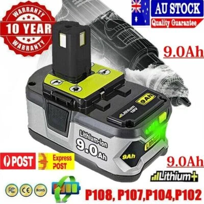 18V 9.0Ah Battery For Ryobi P108 ONE Plus P102 P104 P105 P107 P109 P108