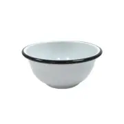 White Enamel Vintage Cereal Bowl Rustic Camping Tableware Country Kitchen Decor
