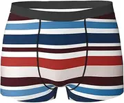 [QMNEHJ] Red Blue White Gray Stripes Men's Boxer Briefs Breathable Stretch Underwear Moisture-Wicking Trunks for Men