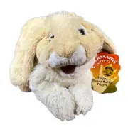 Folkmanis Floppy Bunny Rabbit Hand Puppet Plush 14" Tan White Full Body Soft