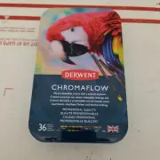 Derwent Chromaflow Colored Pencils 36 Tin Set Vibrant Multicolor Professional