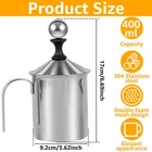 Manual Milk Frother 400ML 304 Stainless Steel Hand Pump Milk Foamer with tiLSU