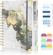 Kutoda Spiral Notebook for Work, 240 Pages Lined Spiral Journal Notebook with Dividers Tabs, A5 College Ruled Notebook for Writing, Grey Spiral Notebook 8.6”x6.3”Journaling Notebooks for School Office