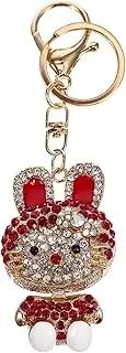 [FOMIYES] Rhinestone Rabbit Keychain Cute Cartoon for Bags Cars Adorable Bunny Pendant Decoration Present for Durable Material Eye Catching Design