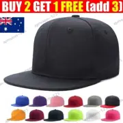 Unisex Adjustable Baseball Snapback Hat Mens Peak Plain Flat Hip Hop Classic Cap