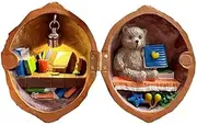 Walnut Shell Doll House, Handmade Walnut Shell Doll House with Lights, Tiny 3D Walnut Minia House Inside World Doll Walnuts,