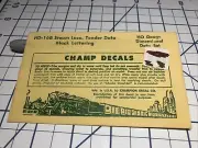 HO Champ Decals HO Scale HD-16B Steam Loco Tender Data Black Lettering Set NIP