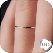[ZNBOH] 1mm S925 Sterling Silver Rings for Women Non Tarnish 14K Gold Filled Thin Stackable Thumb Rings Set for Men Pinky Stacking Dainty Knuckle Band Cute Ring Jewelry Gift Comfort Fit Size 6 to 10