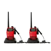 2x Red BAOFENG UV-5R5 Walkie Talkies Radio Two Way Speaker 3-5km Outdoor Hiking