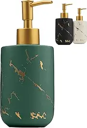 Ceramic Shower Soap Dispenser 400ml | Marble Look Pump Bottle Dispenser | Hand Soap Dispenser Bottle with Pump | Kitchen Soap Dispenser Bathroom Bottles | Hand Wash Dispenser (Green)