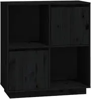 Solid Pinewood Sideboard Buffet | 74x35x80 cm Black Storage Cabinet for Dining Room | Durable & Stylish Furniture for Home Decor