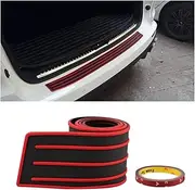 VARGTR Car Rear Bumper Guard Protector,Universal Rubber Scratch-Resistant Trunk Door Entry Guards Trim Cover,Trunk Exterior Accessories Guard Trunk Rubber Protection Strip (Black with Red Line)