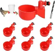 6 Pack Chicken Waterer Cups, Automatic Chicken Water Kit for Poultry, Chicken Watering System,with Drill,Watering Drinker System for Chicks, Turkeys, Ducks, Quails, Pigeons, Birds, Geese
