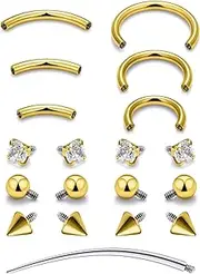 [Oufksiyy] Eyebrow Piercing Septum Rings Surgical Steel Internal Thread Curved Barbell Vertical Labret Lip Jewelry Ear Rook Daith Small Belly Button Ring for Women Men 16g 6mm-12mm Silver,Black,Gold
