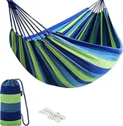 Hammock Colorful, Multifunctional Camping Hammock, Portable Hammock with Tie Rope and Carrying Bag 260CM X 150CM, for Patio, Backyard, Camping, Outdoor, Indoor, Porch (Blue)