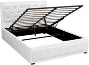 Bed Frame Double Size Gas Lift White TIYO Modern Stylish Bedroom Furniture