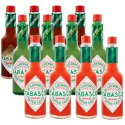 NEW Tabasco 12 Pack Original Red/Chipotle/Green Pepper Hot Sauce 60ml Mix Box
