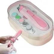 Baby Nail File Electric - 0.37w Nail Trimmer | 3.7V Electric Baby Nail Trimmer | Battery Powered Fingernail Grinder with LED Light Anti-Pinch Buffer Kit | Nail Trimmer for Infant Manicure