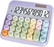 Calculator 12 Digit Extra Large 5-Inch LCD Display, Big Buttons Easy to Press Use as Office Calculators Desktop, 15°Tilt Screen for Kids Calculator (Purple)