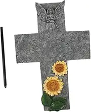 JOINPAYA 1 Set Cross Memorial Stone Cemetery Pet Memorial Ornament Solar Plaque Stake Statue Stake Garden Markers Sympathy Royal Grave Light Present Decorations Cross Memorial Headstone Metal