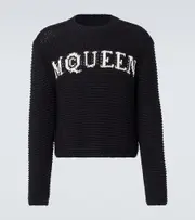 [McQueen] McQueen Logo cotton jacquard sweater AU 90 black