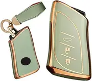 Key Fob Cover Fit For Lexus Ux200 Soft TPU Keychain Key Case Key Shell Box Accessories Protector 3 button, R-green, R-keychain