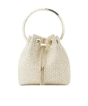 Jimmy Choo Bon Bon Drawstring Bucket Bag One size champagne-colored