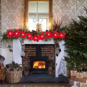 Poinsettia Light With Red Berries And Holly Leaves LED Garland Lights New