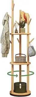 Dynus Rotary Coat Rack, Coat Tree with 3 Shelves and 9 Hooks, Coat Hanger Stand for Entryway, Hallway, Bedroom
