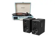 Crosley Cruiser Bluetooth Portable Turntable - Turquoise + Bundled Majority D40 Bluetooth Speakers