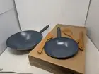 NEW! Set of 2 Todd English Titan Woks 12" & 8.5" W/ Wooden Utensils