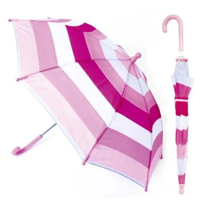 A2Z 4 Kids Girl Pink Stripes Auto Lightweight Parasol Waterproof Brolly Umbrella